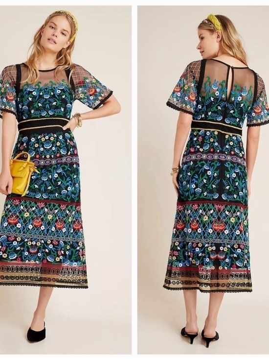 Anthropologie Dresses & Skirts - Anthropologie Esther Embroidered Midi Dress RARE NWOT 16W